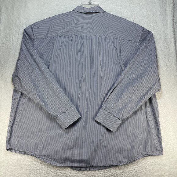 Izod Shirt Men's 4XL Gray White Striped Cotton Long Sleeve Embroidered Pocket - Picture 2 of 9